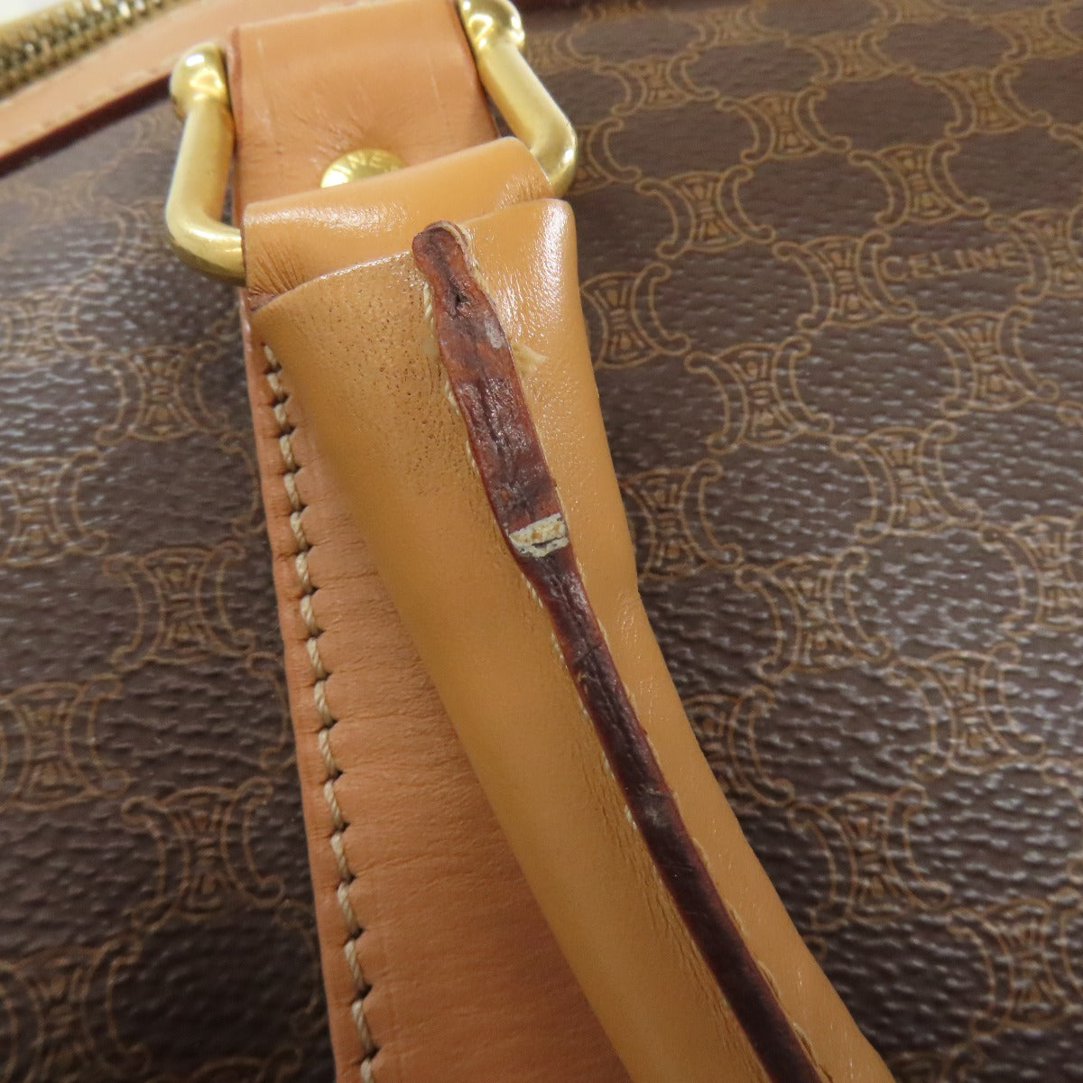 CELINE Boston Duffel bag PVC Brown Macadam Pattern Women Used Authentic