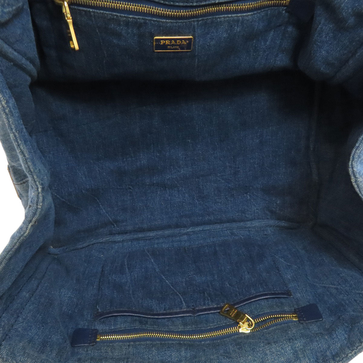 PRADA Tote Bag denim blue Canapa Women Used Authentic