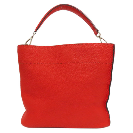 FENDI Handbag Calfskin Red Seleria 2WAY Women Used Authentic