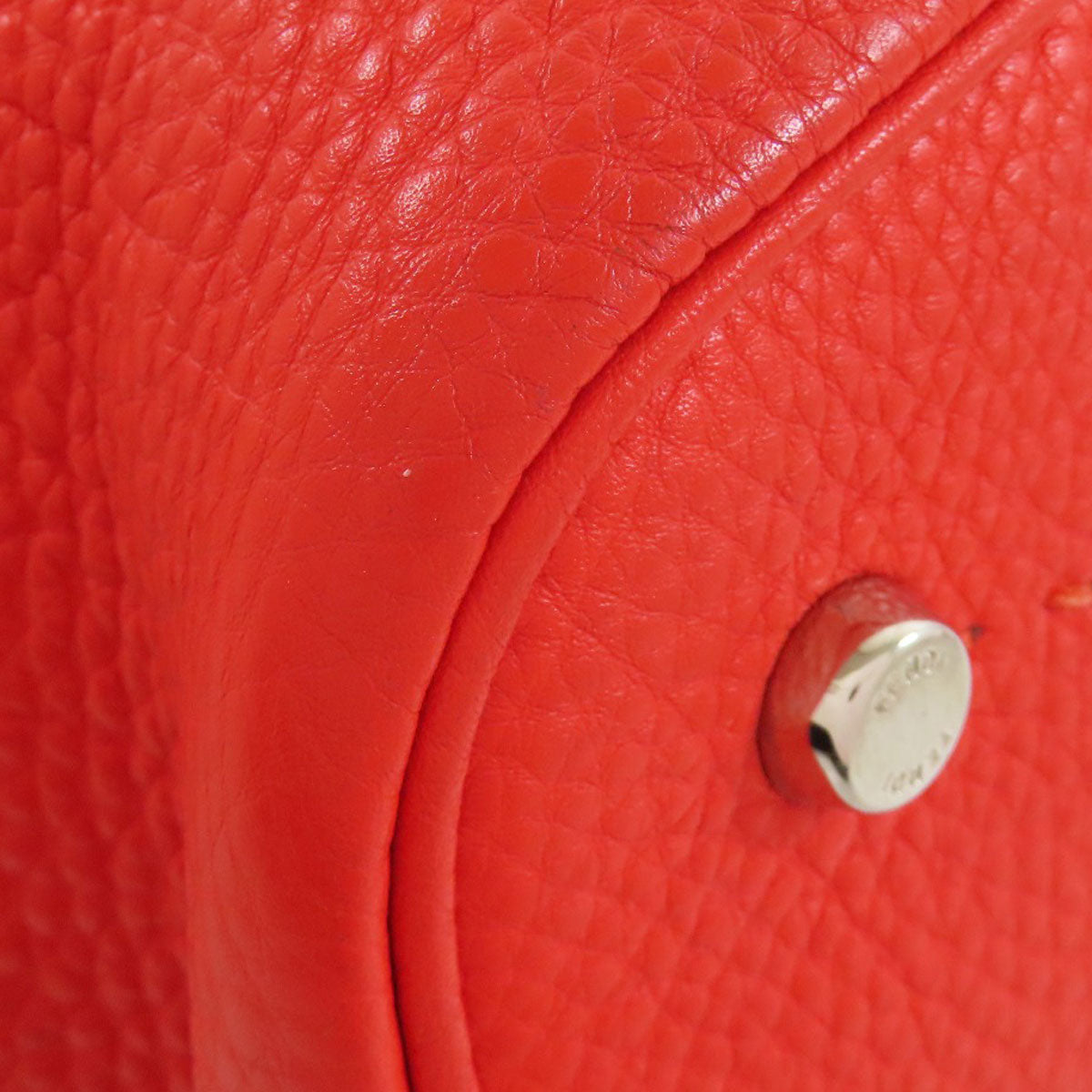 FENDI Handbag Calfskin Red Seleria 2WAY Women Used Authentic