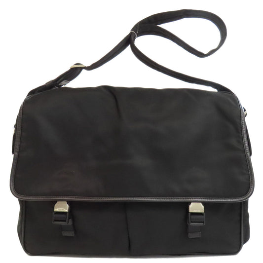 PRADA Shoulder Bag Nylon black logoMetal Women Used Authentic