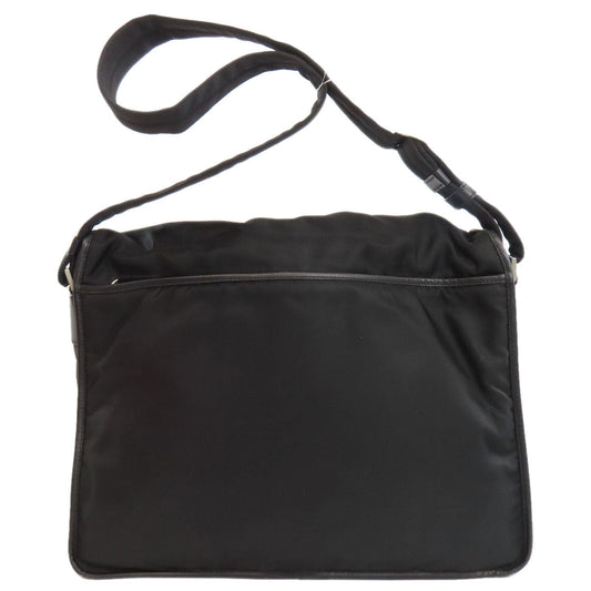 PRADA Shoulder Bag Nylon black logoMetal Women Used Authentic