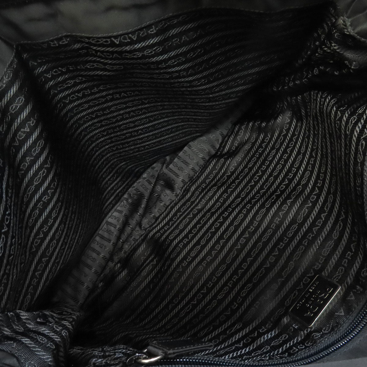 PRADA Shoulder Bag Nylon black logoMetal Women Used Authentic