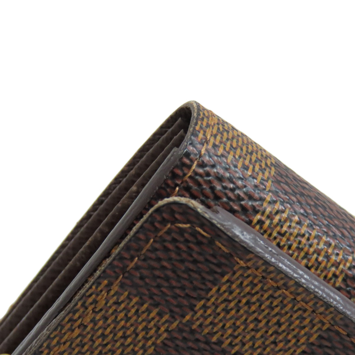 LOUIS VUITTON Bifold Wallet N61736 Damier canvas Brown Portefeuille Tresol Women Used Authentic