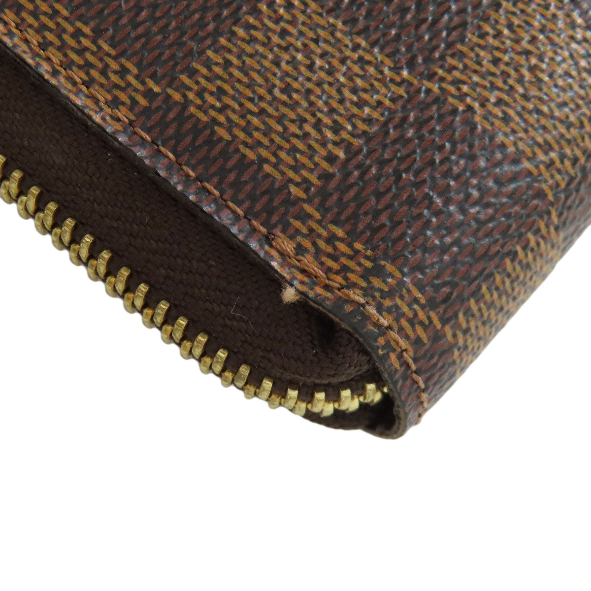 LOUIS VUITTON Long Wallet Purse N60028 Damier canvas Brown Zippy Compact Wallet