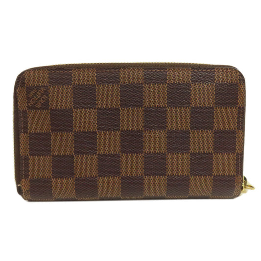 LOUIS VUITTON Long Wallet Purse N60028 Damier canvas Brown Zippy Compact Wallet
