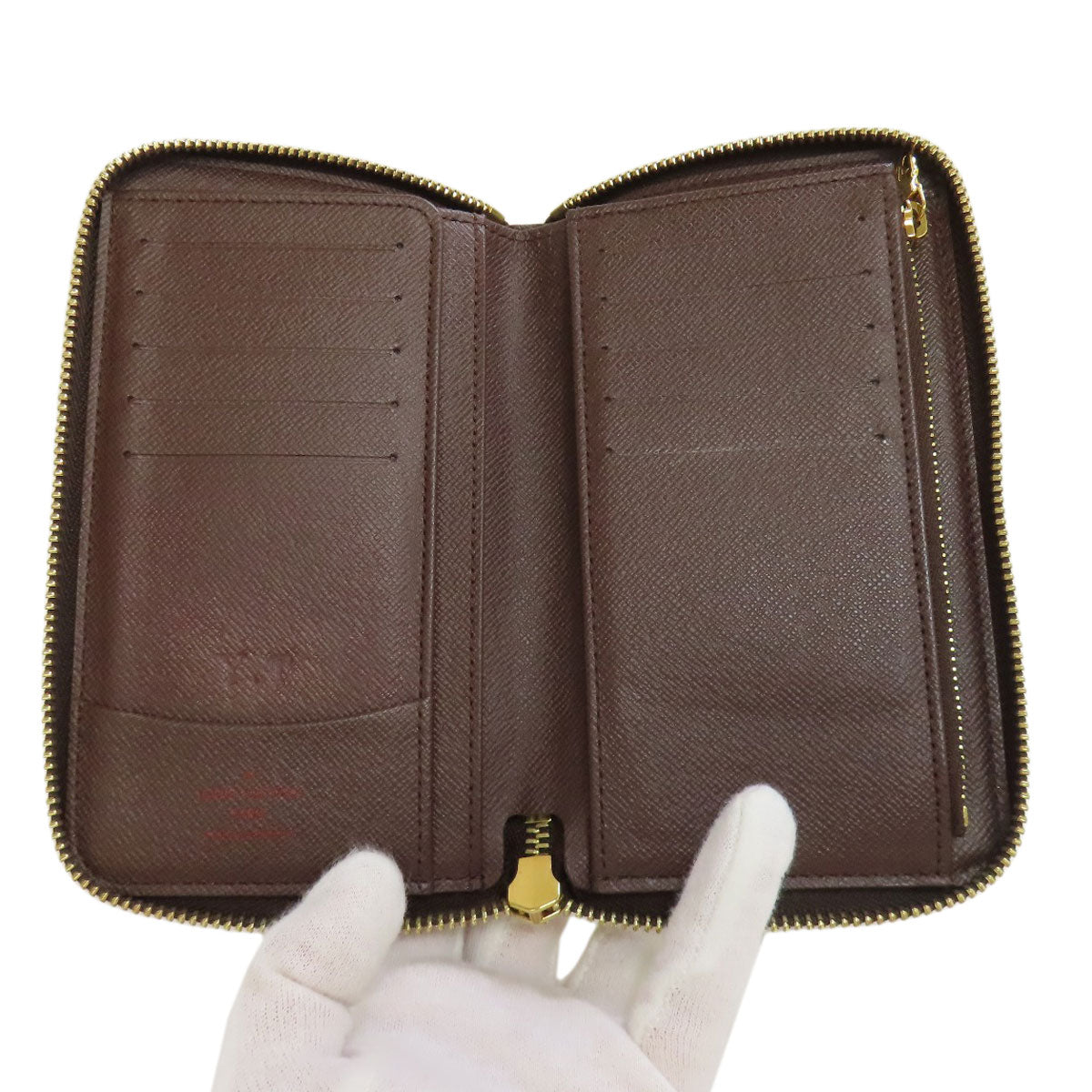 LOUIS VUITTON Long Wallet Purse N60028 Damier canvas Brown Zippy Compact Wallet