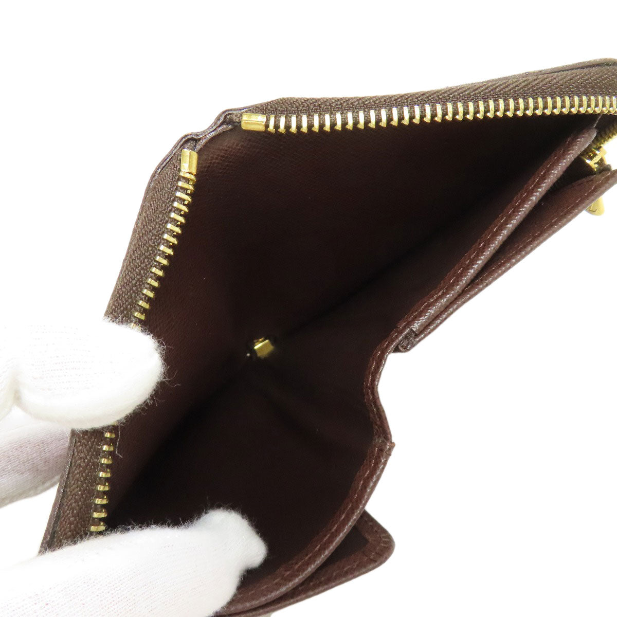LOUIS VUITTON Long Wallet Purse N60028 Damier canvas Brown Zippy Compact Wallet