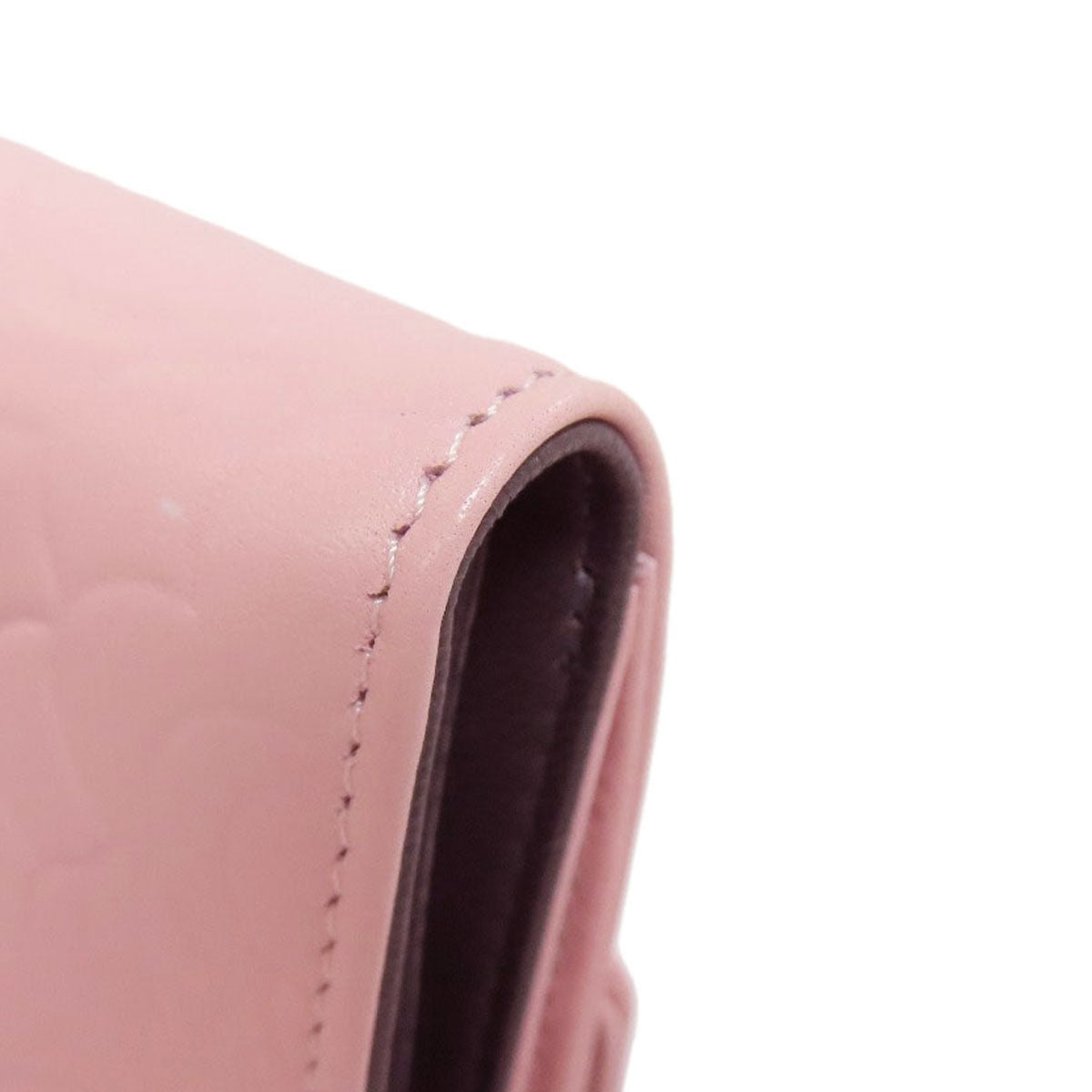 CHANEL Bifold Wallet Calfskin pink Camellia COCO Mark SilverMetal