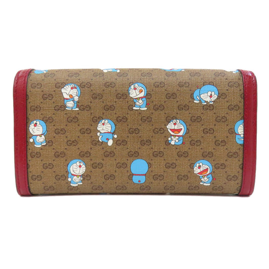 GUCCI Long Wallet Purse 647786 PVC Brown Doraemon collaboration Women Used Authentic