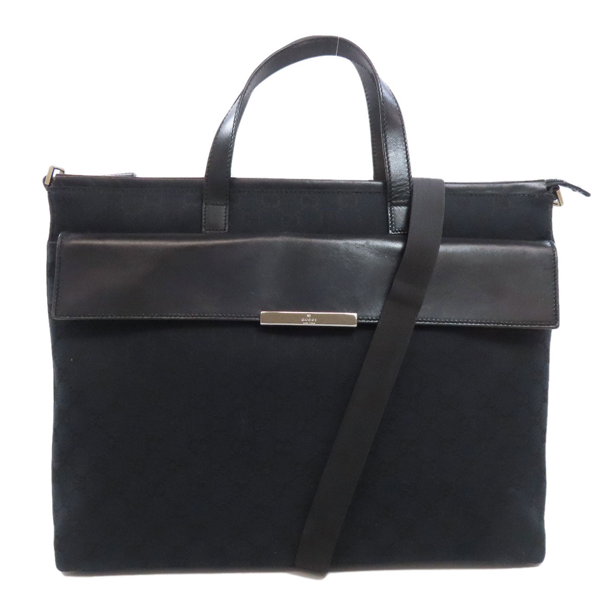 GUCCI Business bag 015・3712 canvas black GG pattern 2WAY