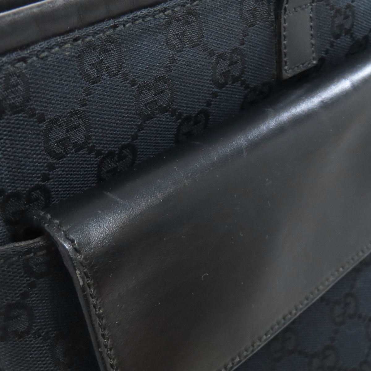 GUCCI Business bag 015・3712 canvas black GG pattern 2WAY