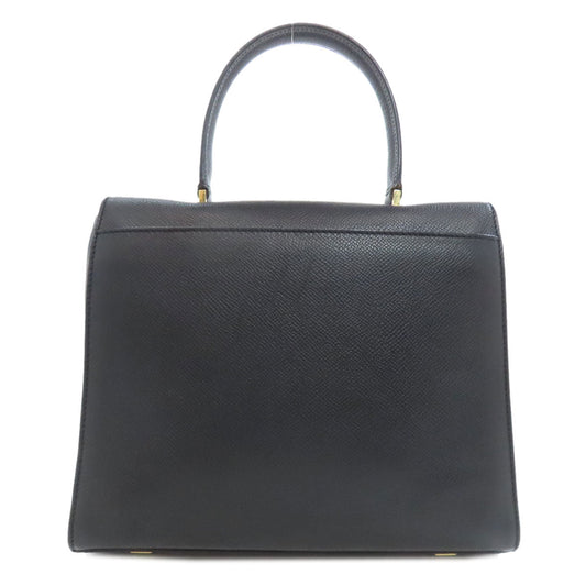 CELINE Handbag leather black logo Women Used Authentic