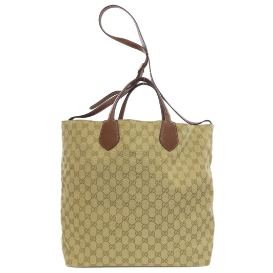 GUCCI Tote Bag 370823 canvas Brown GG pattern reversible 2WAY