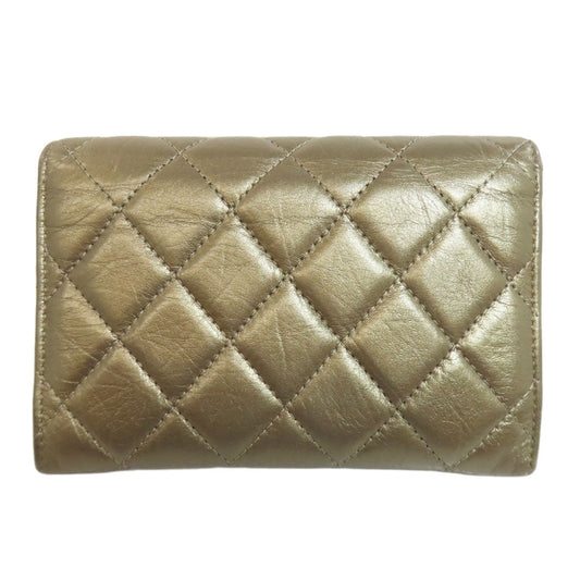 CHANEL Bifold Wallet Calfskin gold Cambon Line SilverMetal