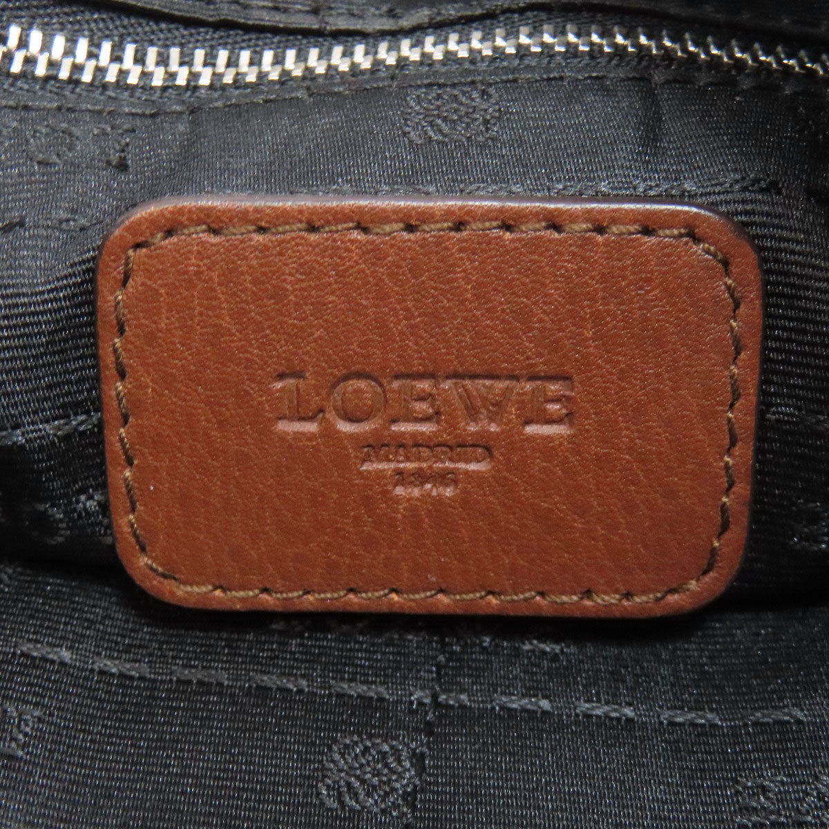 LOEWE Shoulder Bag Calfskin Brown logo Women Used Authentic