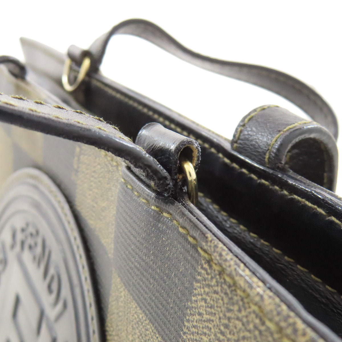 FENDI Handbag PVC Brown Checkered pattern 2WAY