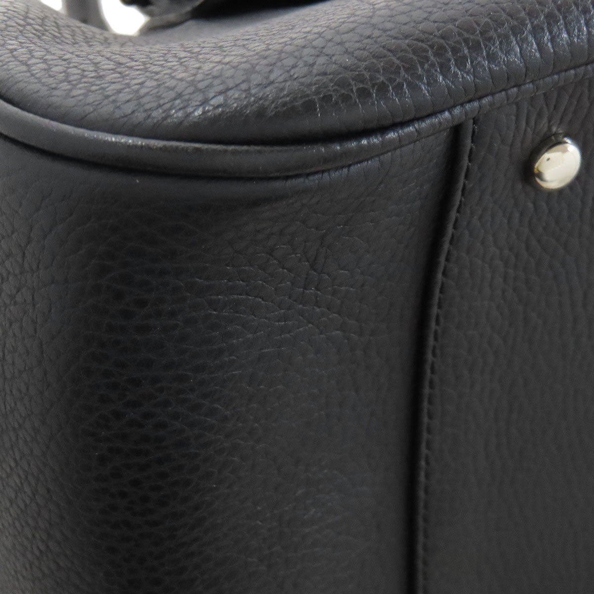 BURBERRY Handbag leather black logo Women Used Authentic