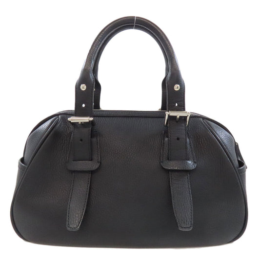 BURBERRY Handbag leather black logo Women Used Authentic