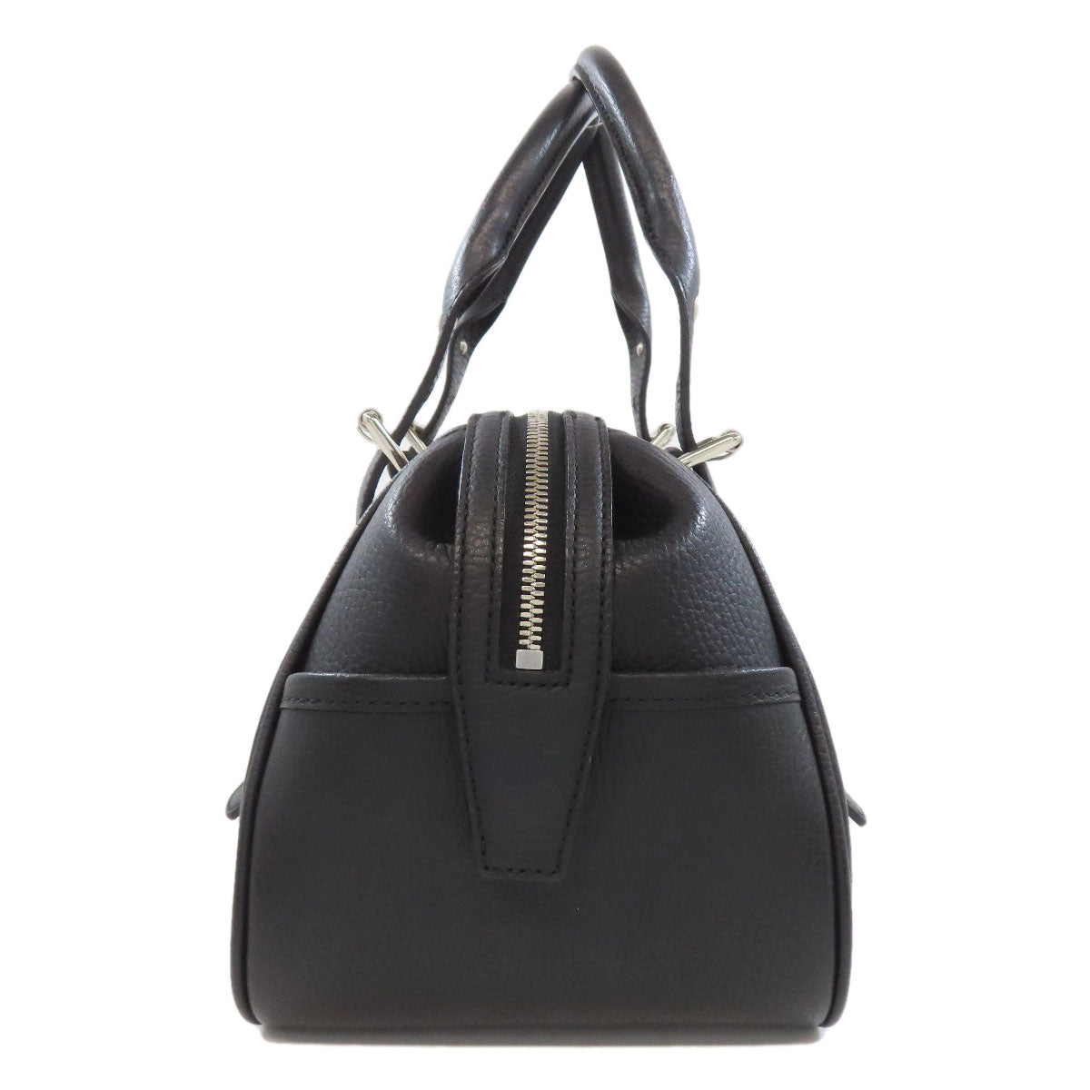 BURBERRY Handbag leather black logo Women Used Authentic