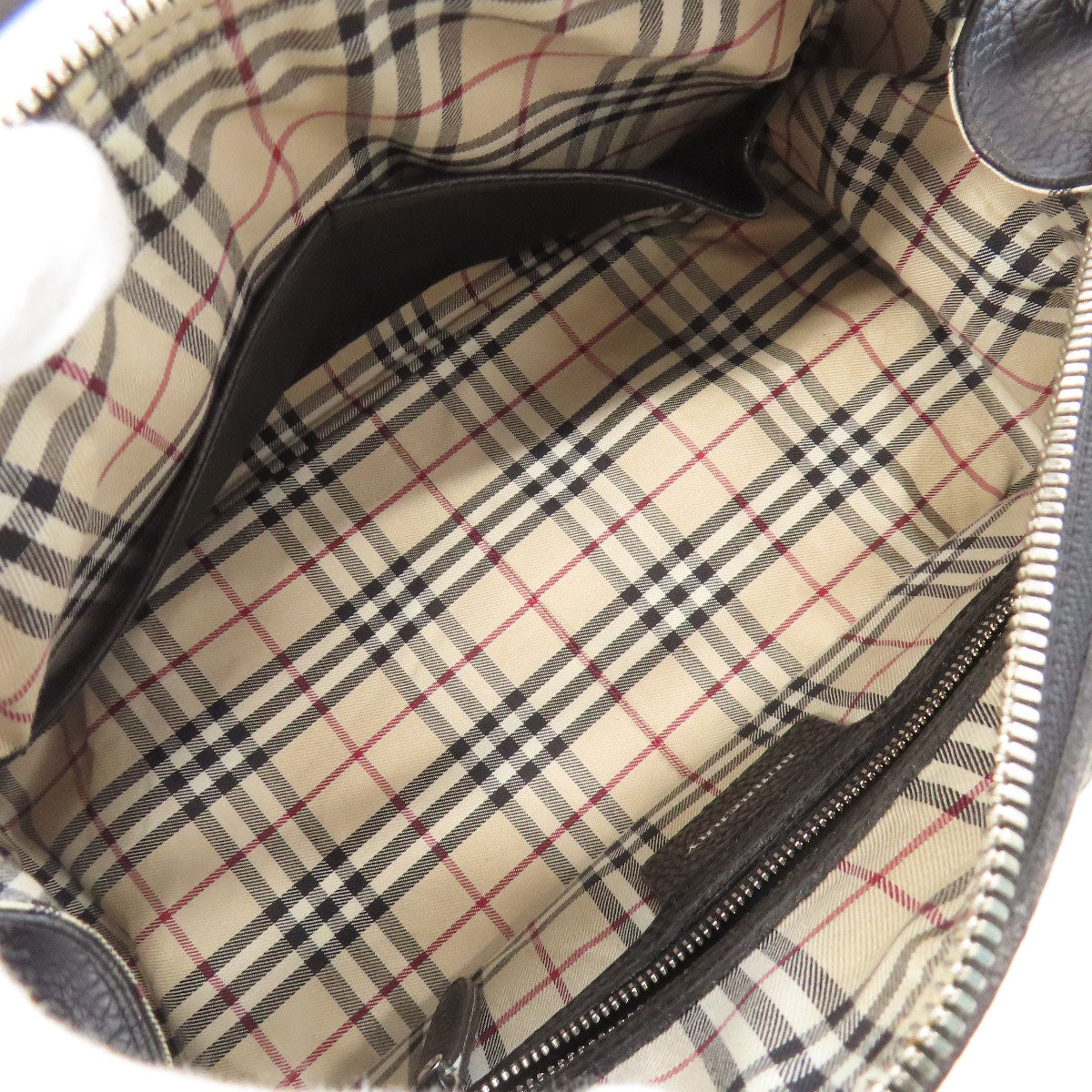 BURBERRY Handbag leather black logo Women Used Authentic