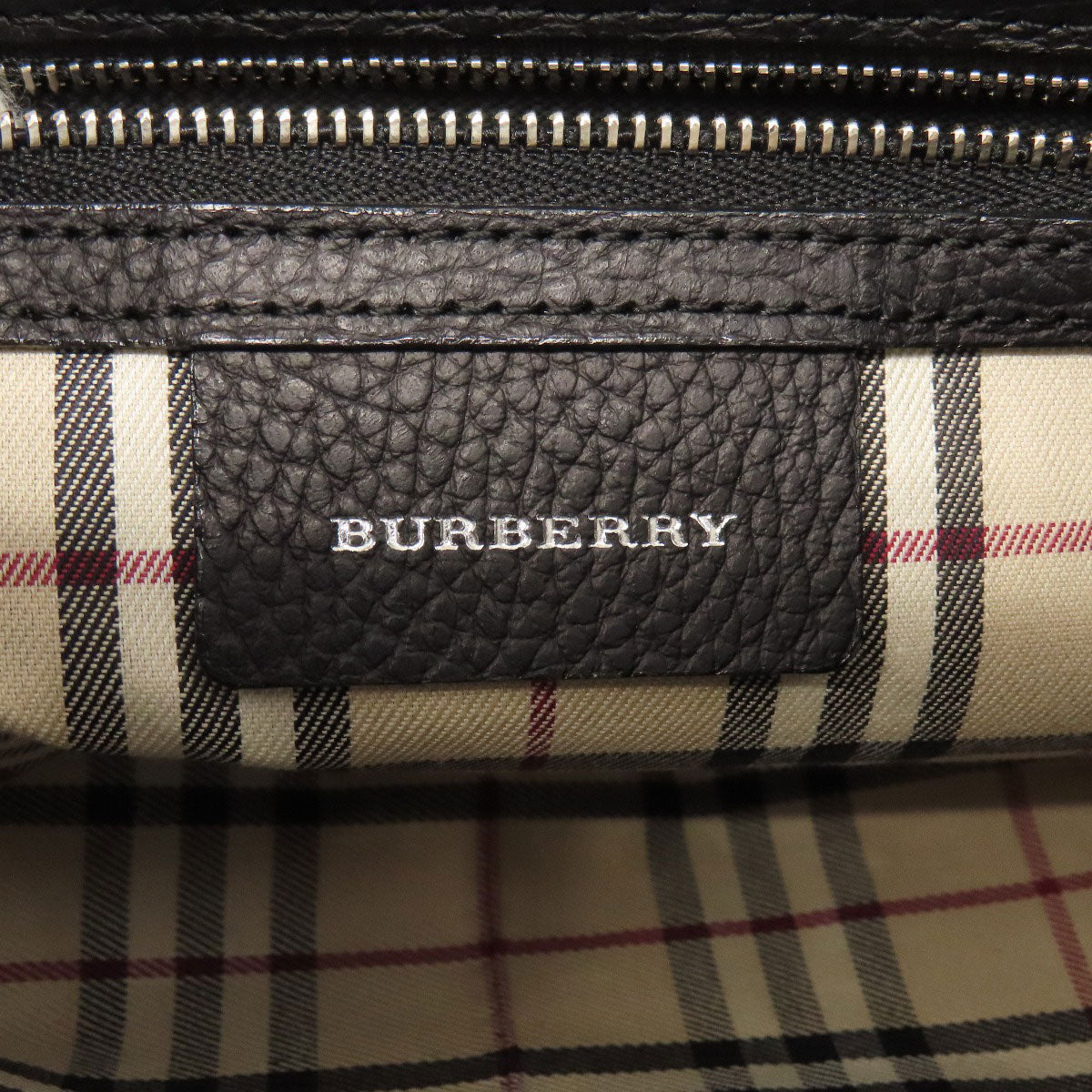 BURBERRY Handbag leather black logo Women Used Authentic