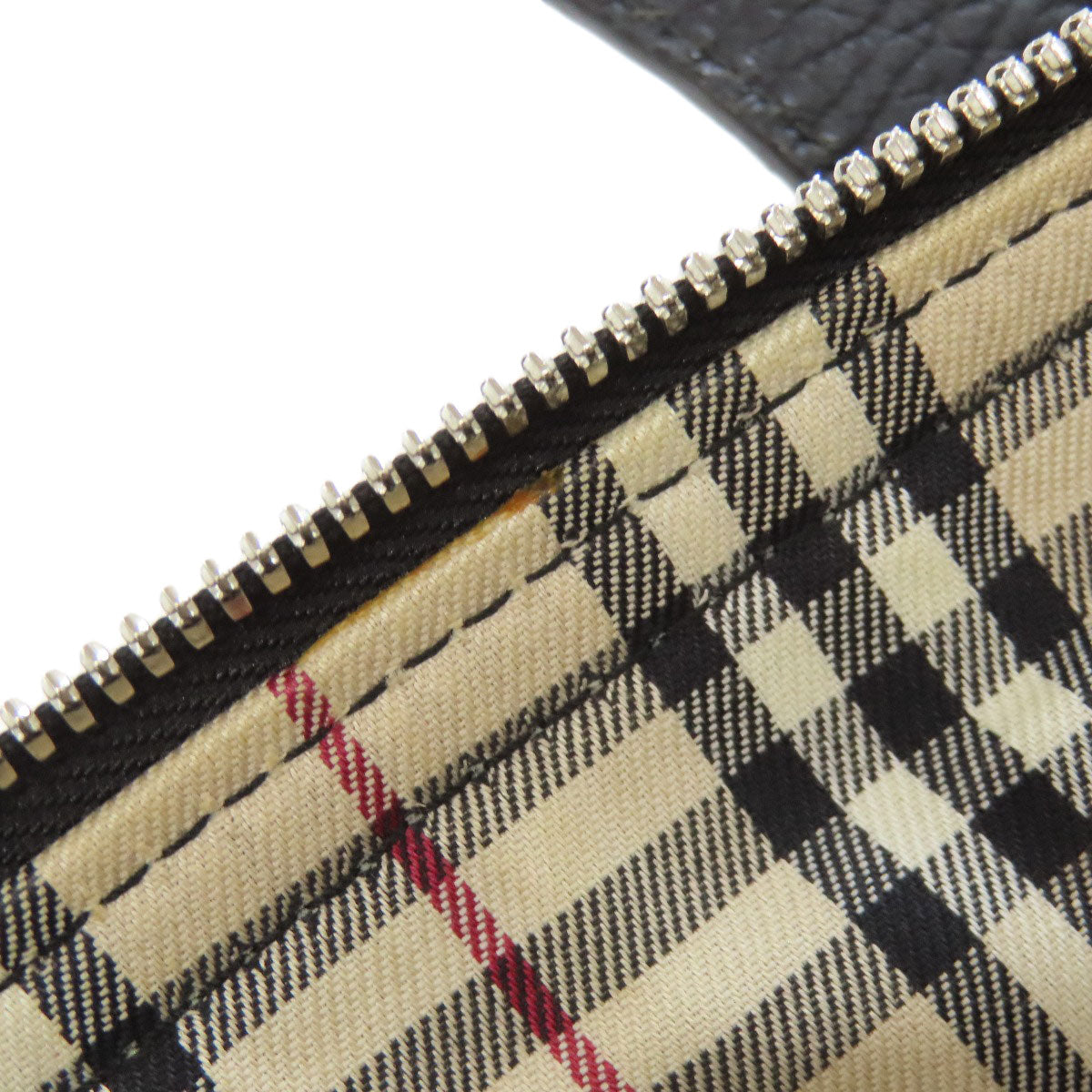BURBERRY Handbag leather black logo Women Used Authentic
