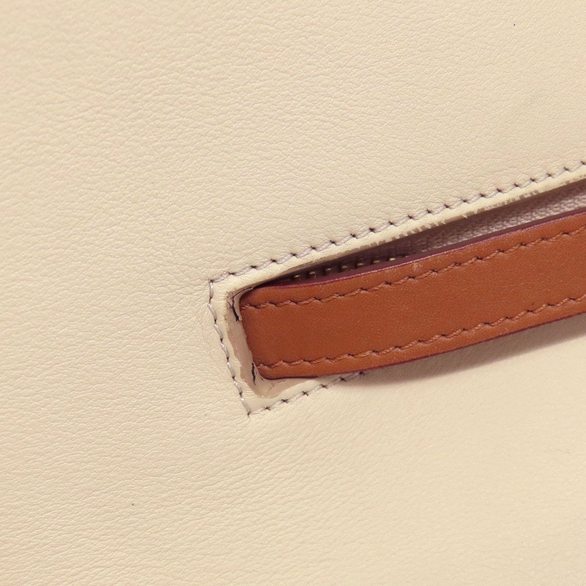 CELINE Tote Bag leather white Ring bag