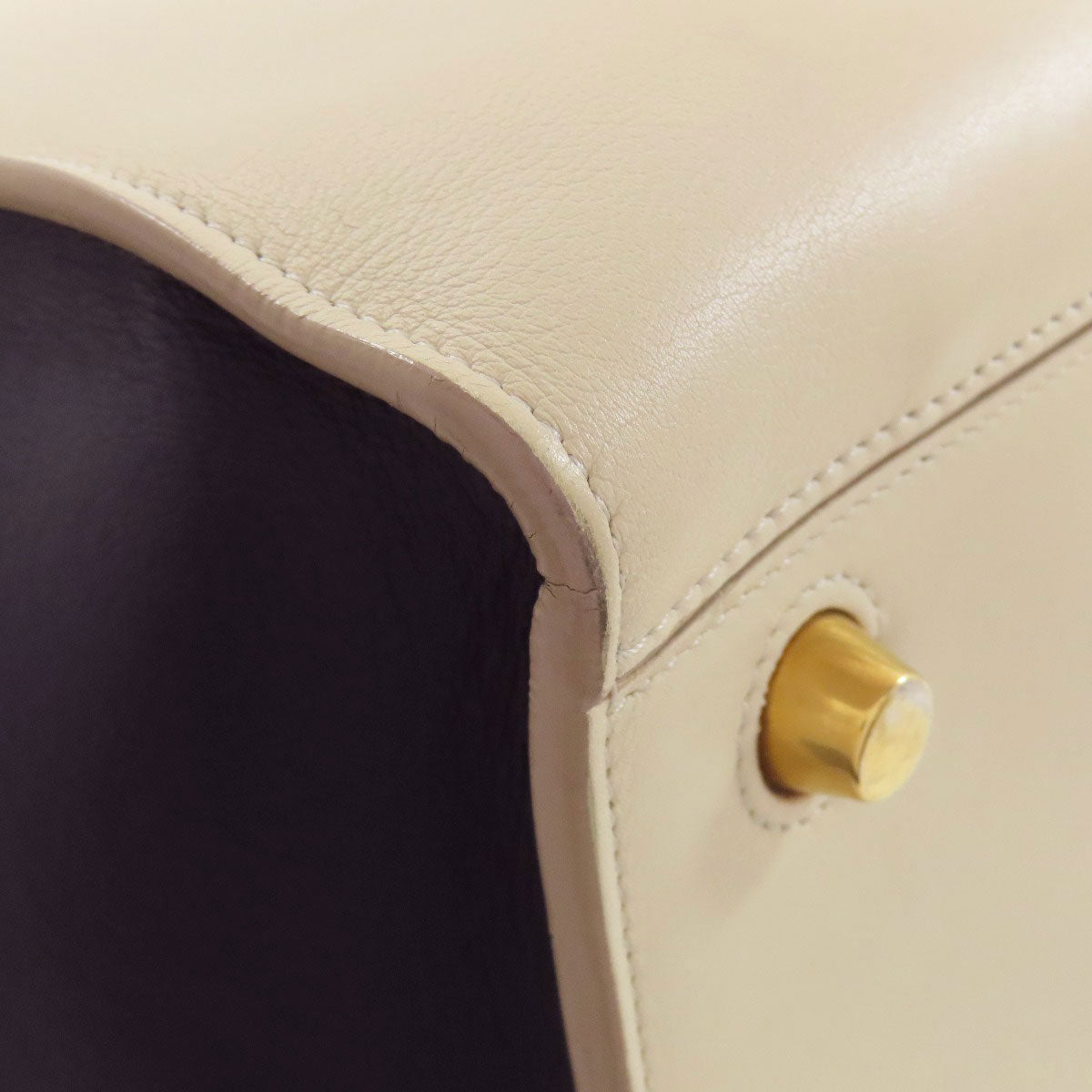 CELINE Tote Bag leather white Ring bag