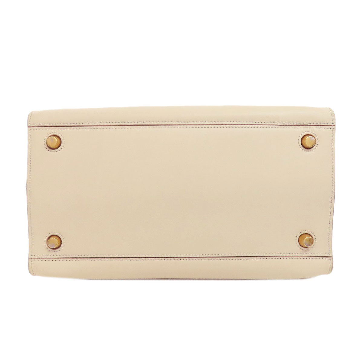 CELINE Tote Bag leather white Ring bag