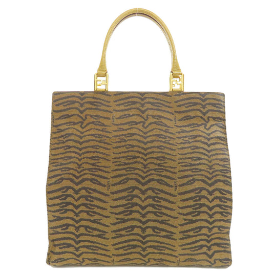 FENDI Handbag canvas Brown Tiger pattern