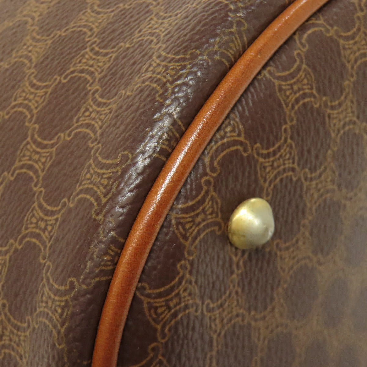 CELINE Tote Bag PVC, Leather Brown Macadam Pattern Women Used Authentic