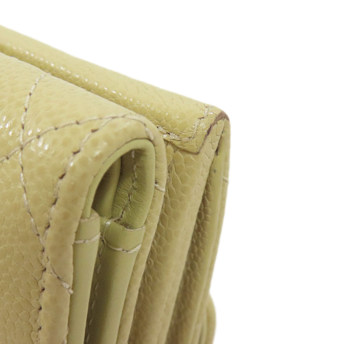 CHANEL Bifold Wallet Grained Calfskin Skin beige Matelasse Gold Metal