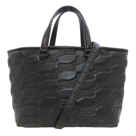 BALENCIAGA Handbag 702699 Calfskin black BB 2WAY Women Used Authentic