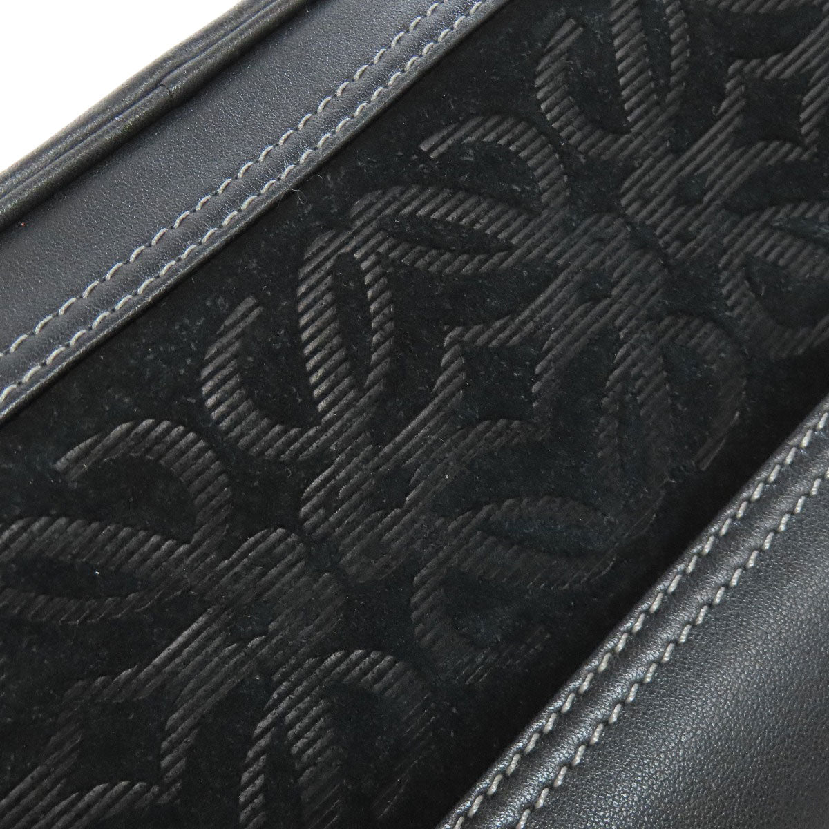 LOEWE Handbag leather black logo Women Used Authentic