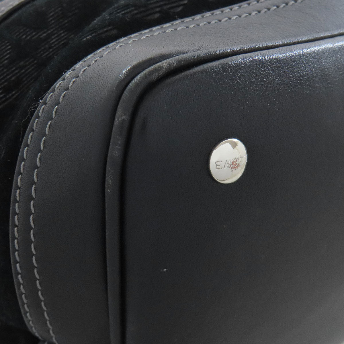 LOEWE Handbag leather black logo Women Used Authentic