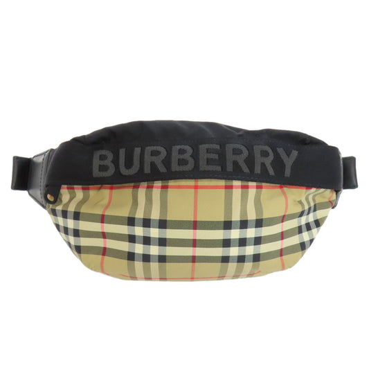 BURBERRY Hip bag Nylon beige Nova Check Women Used Authentic