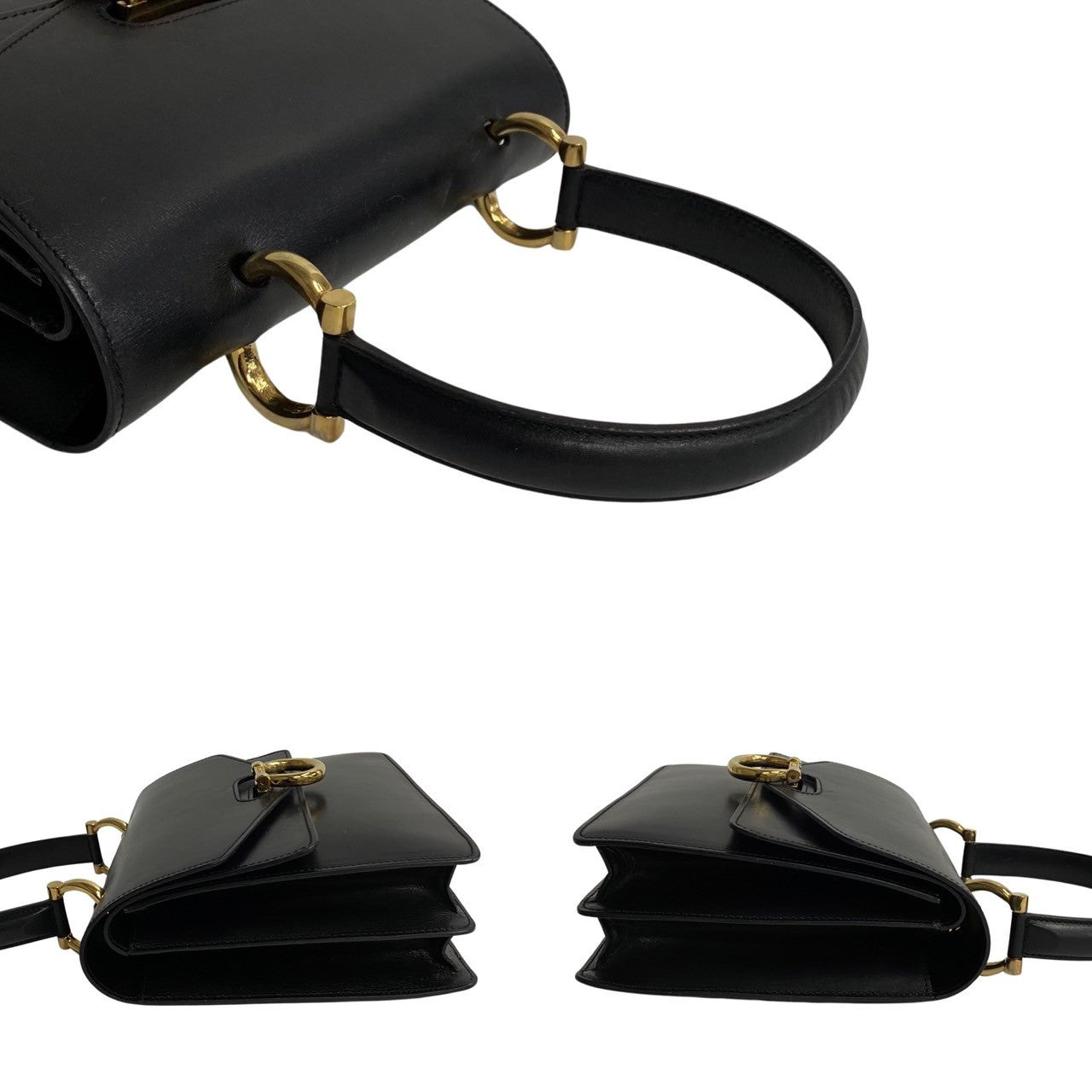 CELINE Handbag Calfskin, Leather black logo Metal Women Used Authentic