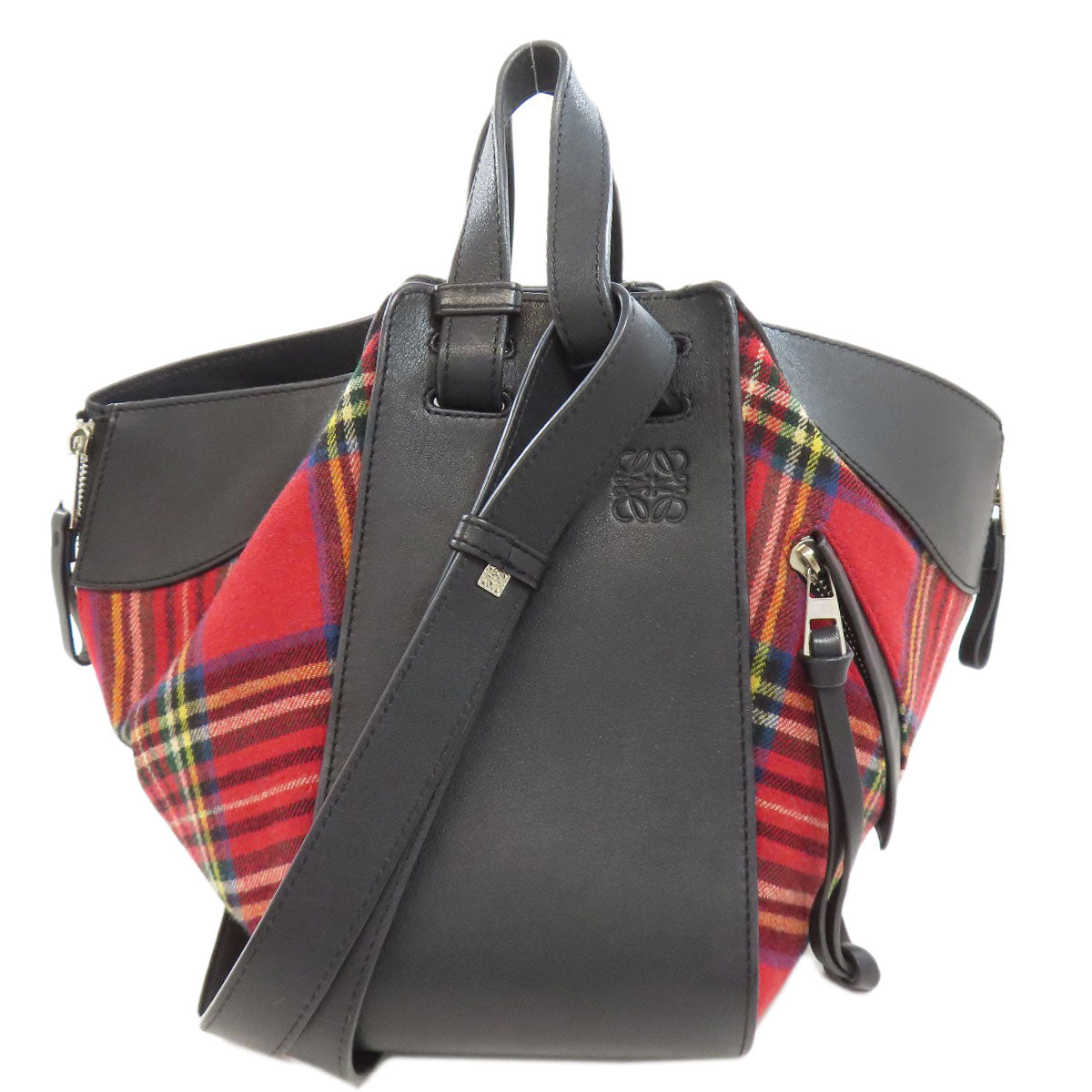 LOEWE Handbag Canvas, Calfskin Red Hammock 2WAY Women Used Authentic