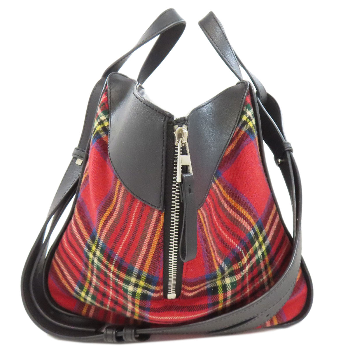 LOEWE Handbag Canvas, Calfskin Red Hammock 2WAY Women Used Authentic