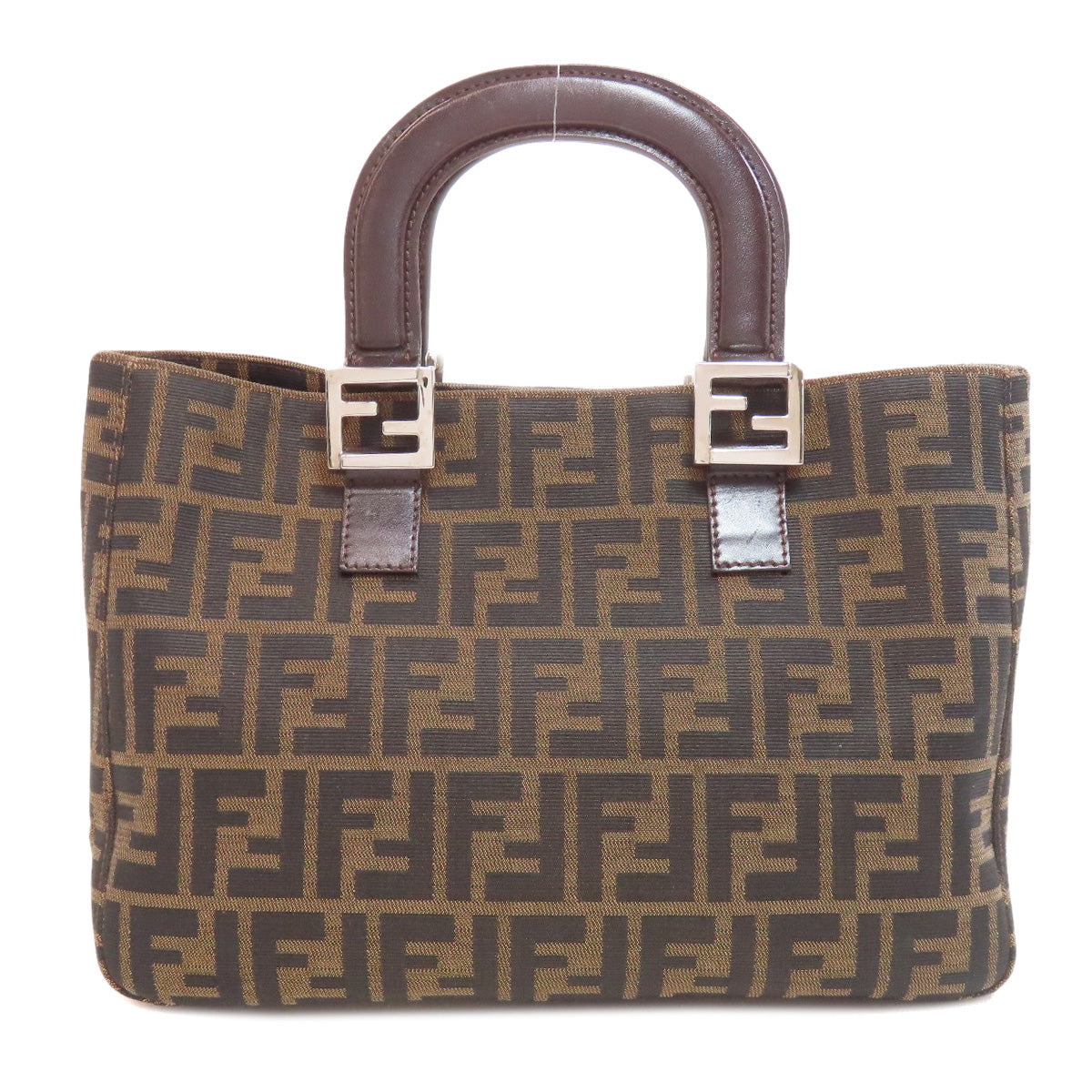 FENDI Handbag canvas Brown Zucca Pattern
