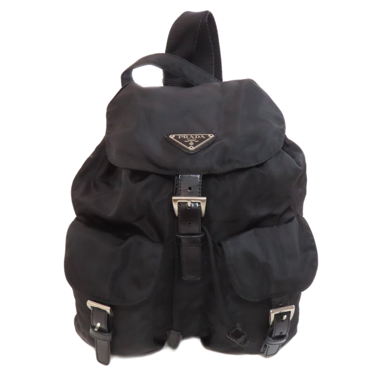 PRADA Backpack B6677F Nylon black logoMetal Women Used Authentic