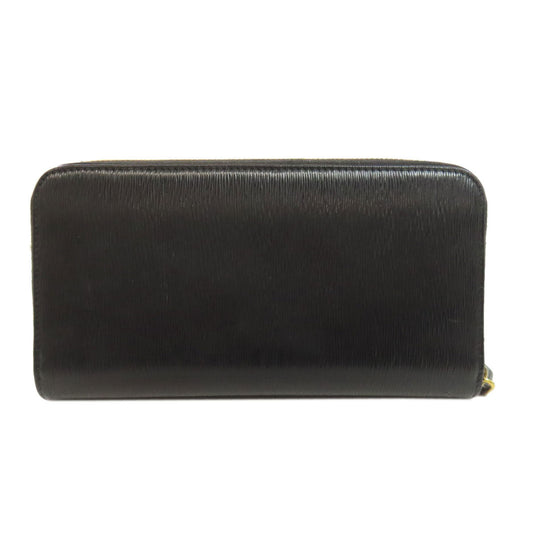 PRADA Long Wallet Purse leather black Zip Around Women Used Authentic