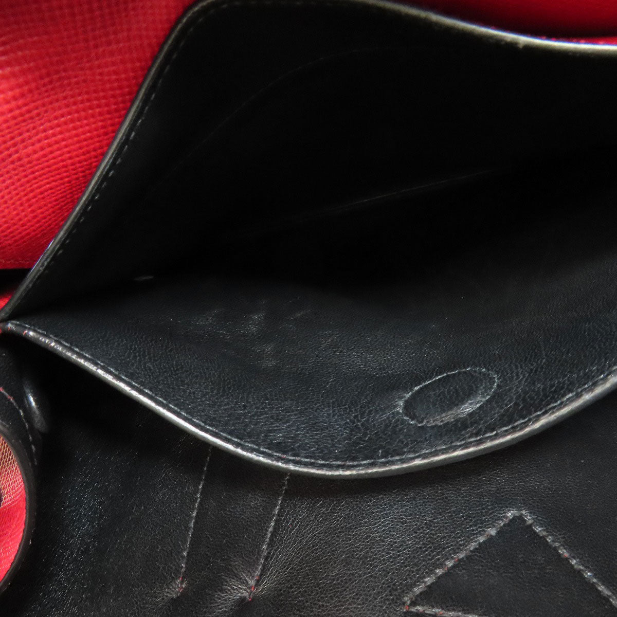 PRADA Tote Bag Safiano Red logo Women Used Authentic