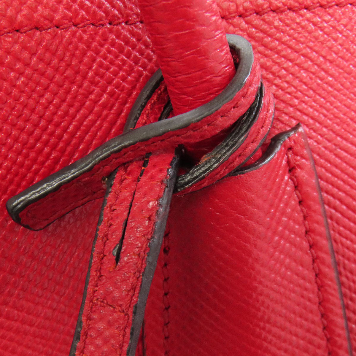 PRADA Tote Bag Safiano Red logo Women Used Authentic