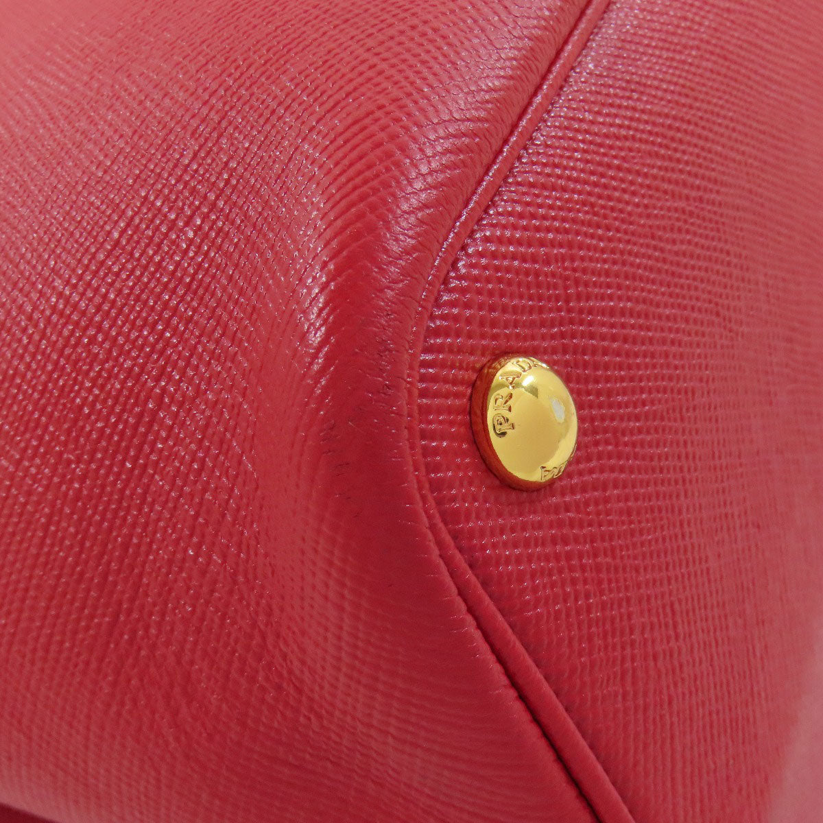 PRADA Tote Bag Safiano Red logo Women Used Authentic