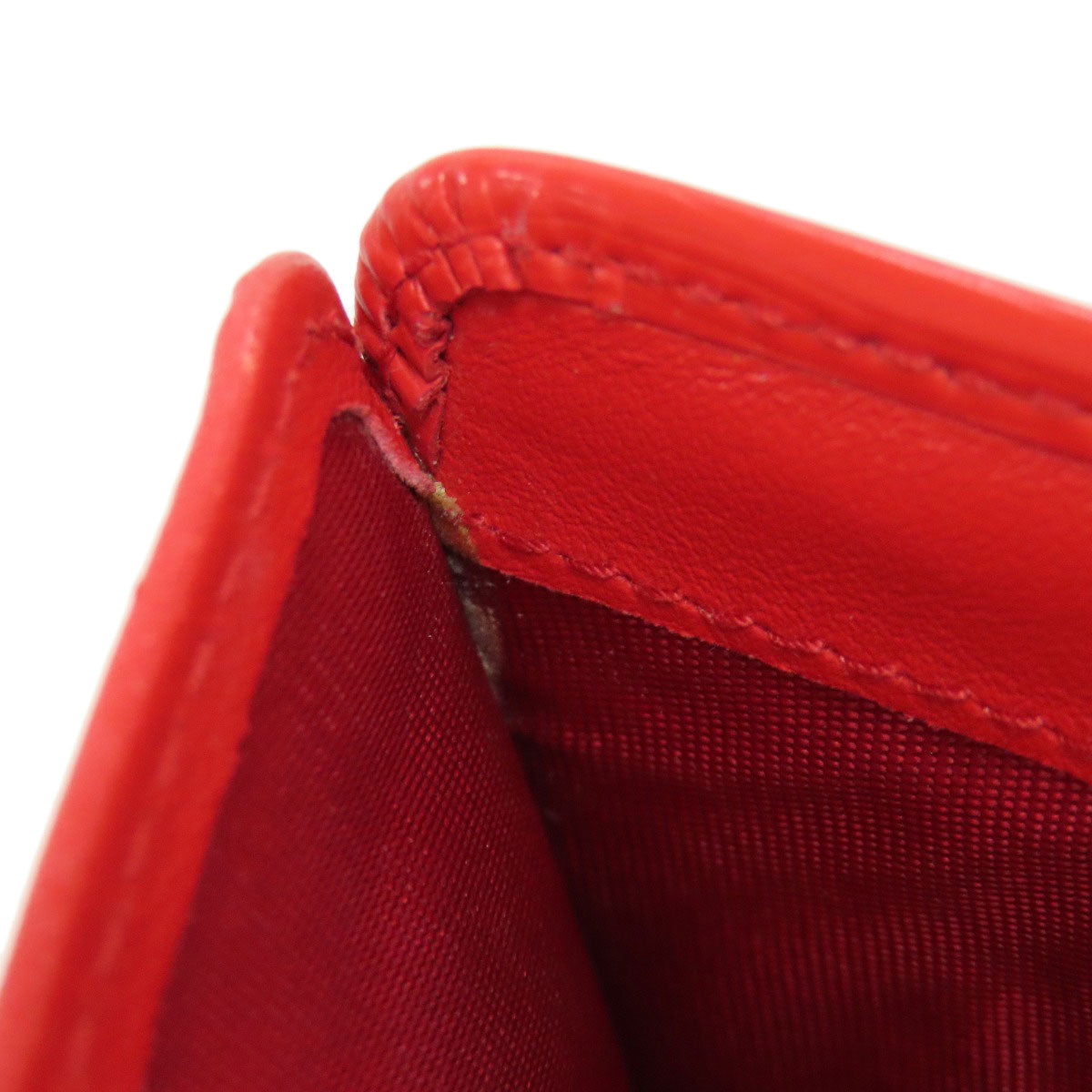 PRADA Bifold Wallet 1ML018 leather Red logo Women Used Authentic
