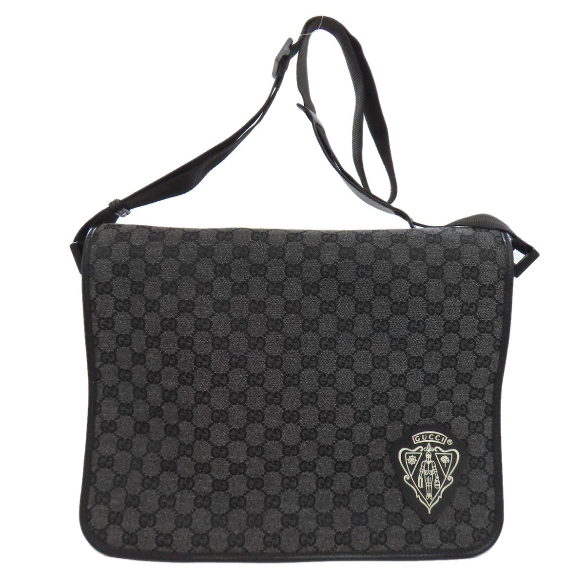 GUCCI Shoulder Bag 282524 canvas black Crest Messenger Outlet