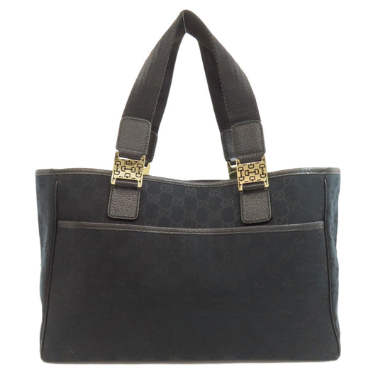 GUCCI Tote Bag 145758 canvas black GG Women Used Authentic