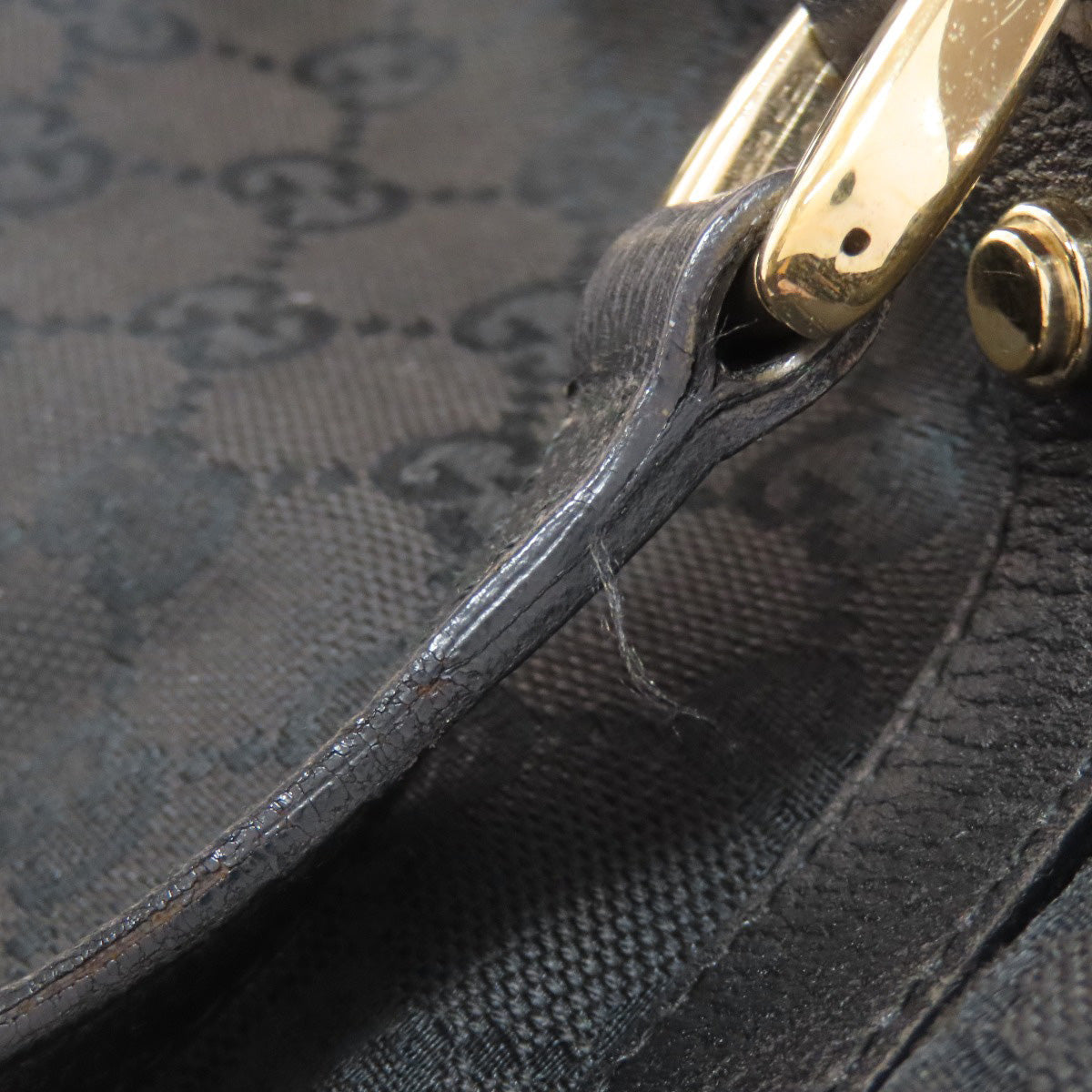 GUCCI Handbag 130734 canvas black GG 2WAY